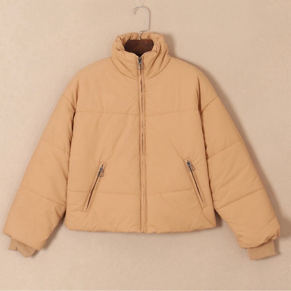 Brown Zip up Pocketed Puffer Coat - Picture 2 of 6